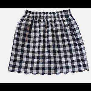 J.Crew Black and White Gingham Scalloped Sidewalk Skirt! Size 0!